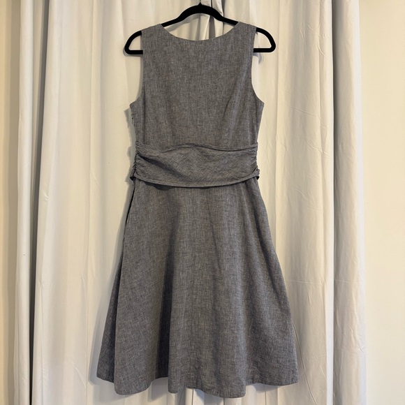 Boden Linen Blend Midi Dress Blue Gray Sleeveless Pockets Women’s 8 - Picture 3 of 9